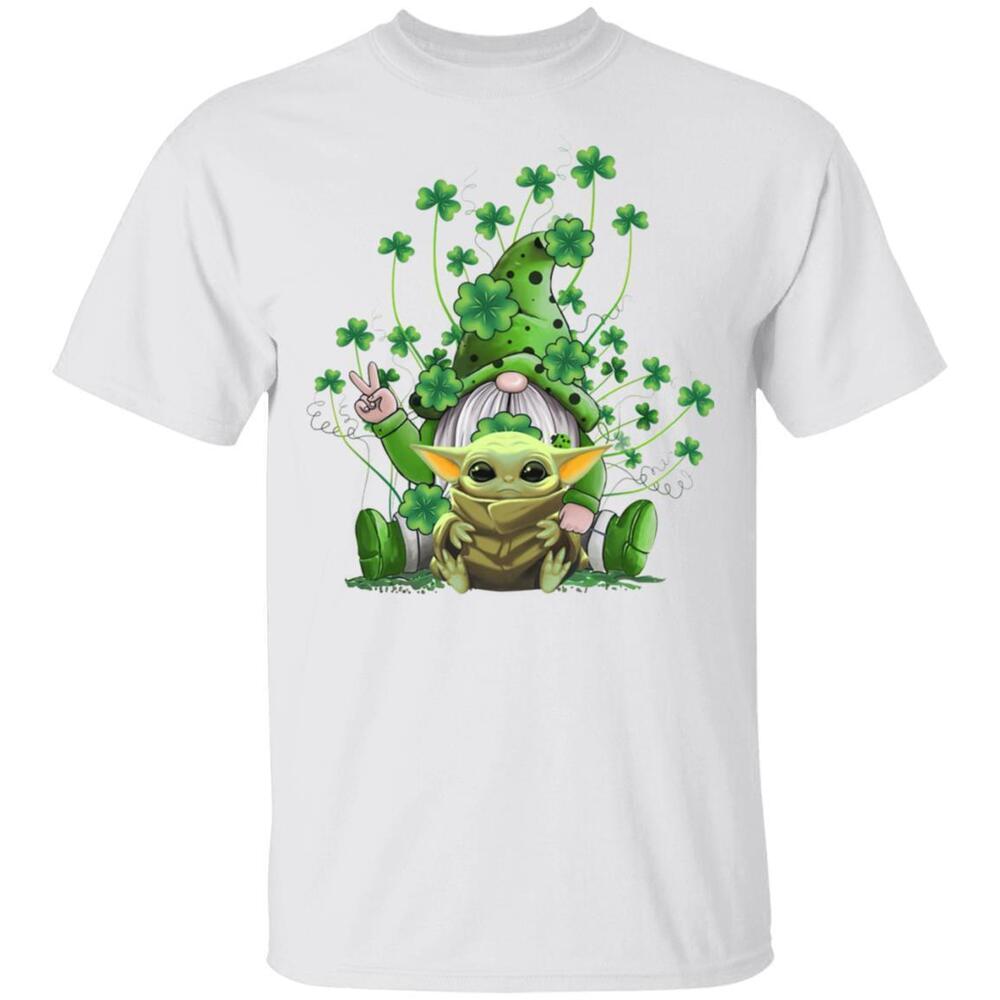 Green Gnome Hugging Baby Yoda St Pattys Day Shirt